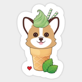 Corgi Mint Ice Cream Sticker